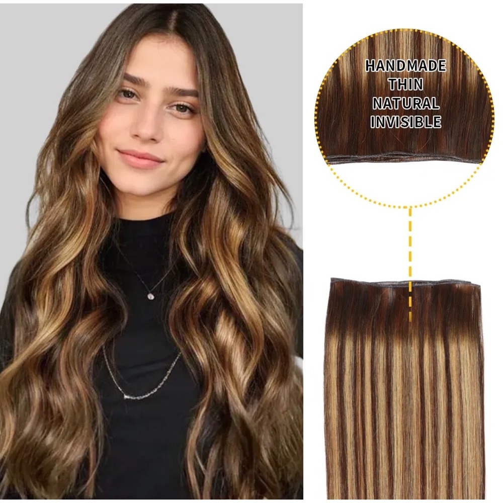 Yilsite 22 Inch Tape In Remy Human Hair Extensions P4 27 T4 Highlight Blonde - Picture 4 of 9